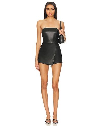 superdown Sonya Faux Leather Romper - Black