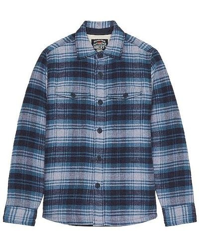 Faherty High Pile Fleece Lined Wool Shirt - Blue