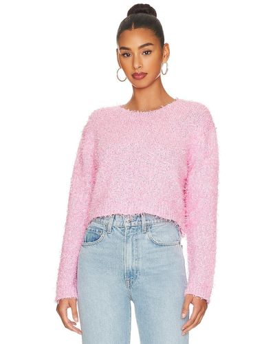 Lovers + Friends Mandy Shaggy Cropped Sweater - Red