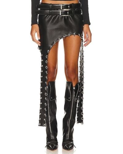Lado Bokuchava Petal Faux Leather Skirt - Black