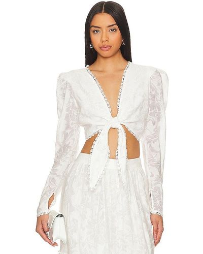 Hemant & Nandita Ilara Tie Front Crop Top - White