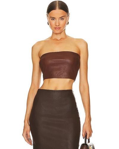 SPRWMN Leather Micro Tube Top - Brown