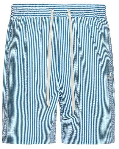 Les Deux Stan Stripe Seersucker Swim Shorts - Blue
