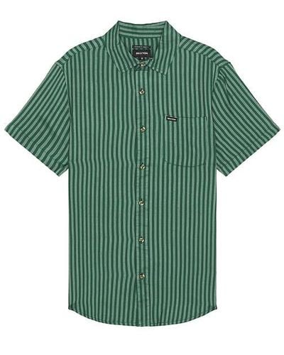 Brixton Charter Herringbone Stripe Short Sleeve Shirt - Green