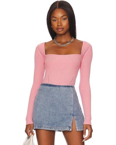 Lovers + Friends Tie Back Fitted Rib Sweater - Pink