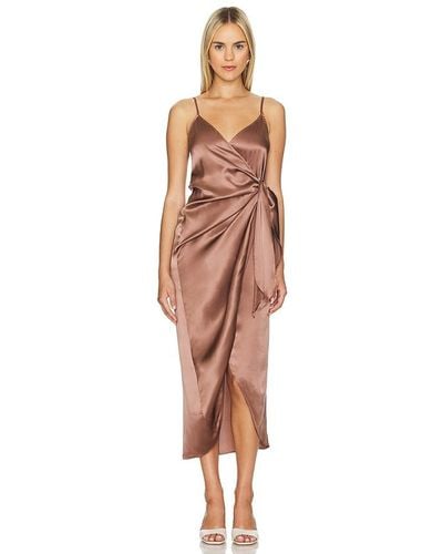 L'Agence Amilia Cami Wrap Dress - Brown