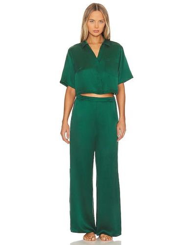 Lunya Washable Silk High Rise Pant Set - Green
