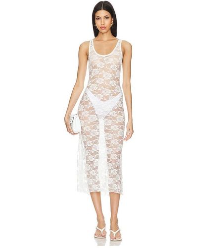 Indah Amara Lace Midi Dress - White