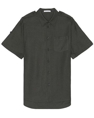 Helmut Lang Epaulette Short Sleeve Shirt - Black