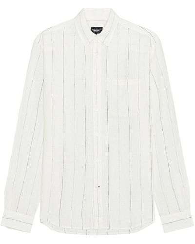 Club Monaco Long Sleeve Wide Stripe Linen Shirt - ホワイト