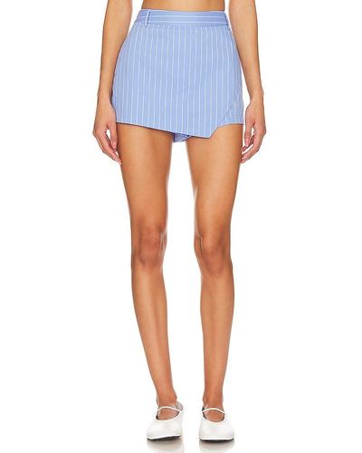 Line & Dot Oxford Mini Skirt - Blue