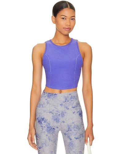 Beyond Yoga KURZES TOP SPACEDYE MOTIVATE - Blau