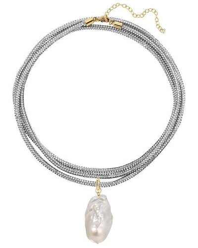 Lili Claspe Raya Pearl Wrap Necklace - Metallic