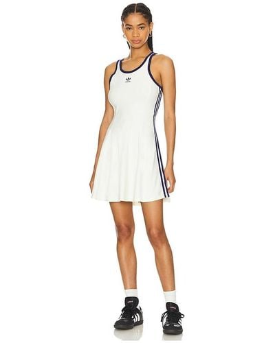 adidas Originals Sports Club 3 Stripe Tank Dress - White
