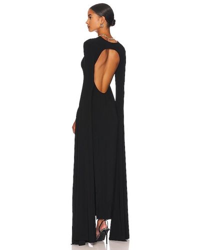 Norma Kamali Vestido largo ribbon sleeve - Negro