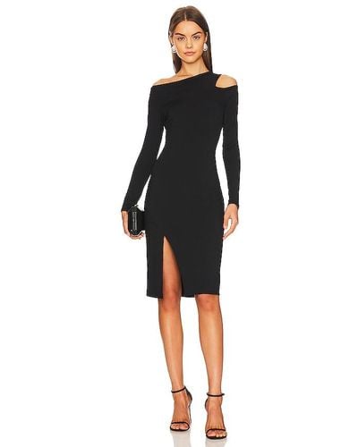 Krisa Asymmetrical Cutout Midi Dress - Black