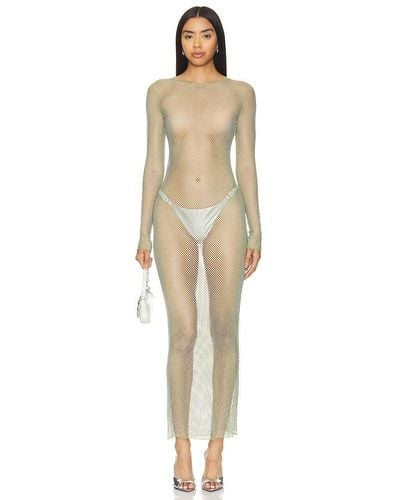Kim Shui Fishnet Long Sleeve Dress - Natural