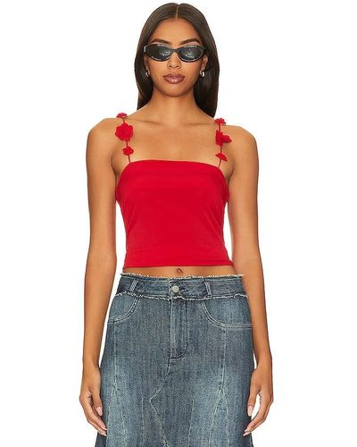 Musier Paris Nuovo Top With Flower Straps - Red