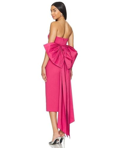 Rebecca Vallance Anais Bow Midi Dress - Pink