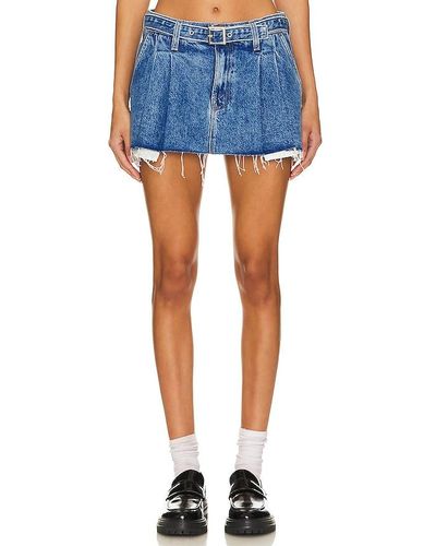Mother The Pleated Nibbler Mini Skirt - Blue