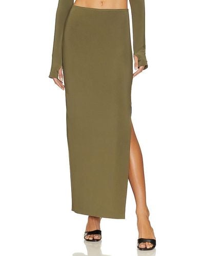 Norma Kamali Side Slit Long Skirt - Green
