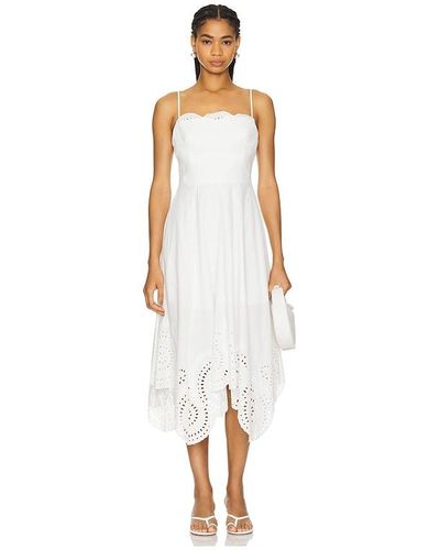 MILLY Camilla Poplin With Embroidery Dress - White
