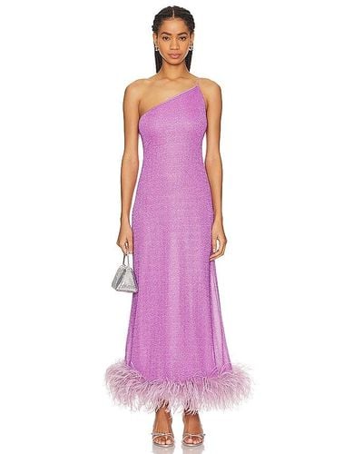 Oséree Lumiere Plumage One Shoulder Dress - Purple