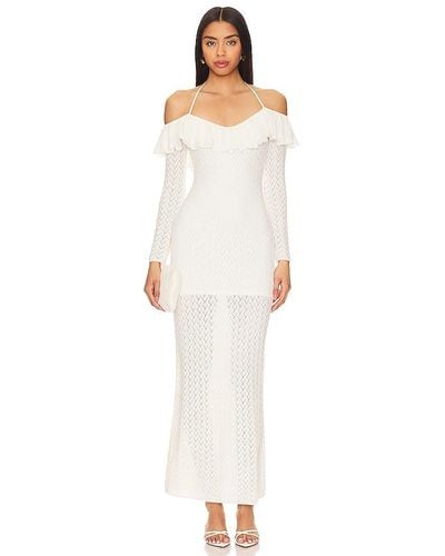 LPA Lexie Ruffle Maxi Dress - White