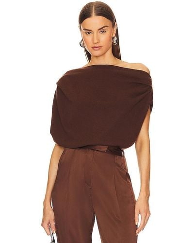 The Sei Asymmetric Drape Sweater - Brown