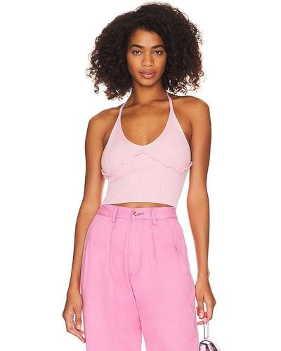 MAJORELLE Sanyia Halter Crop Top - Pink