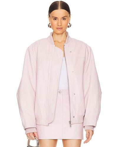 Remain Oversized Leather Bomber Jacket - Pink