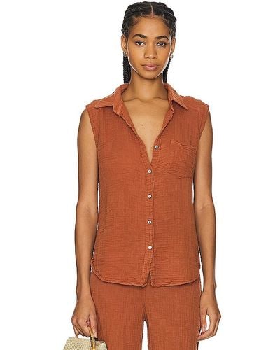 Michael Stars Monique Button Down Tank - Orange