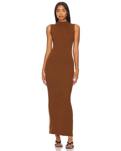 Enza Costa Silk Jumper Knit Mockneck Dress - Brown