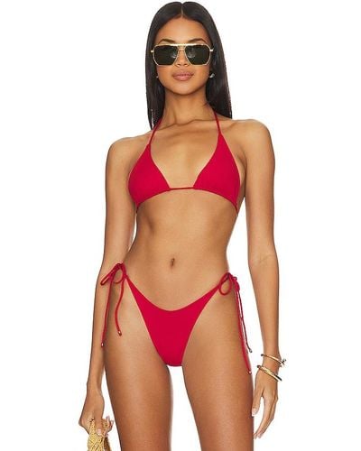 Indah Skylar Triangle Bikini Top - Red