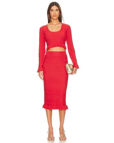 Karina Grimaldi Mae Top & Skirt Set - Red