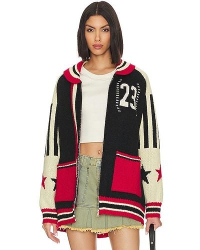 Jaded London Team 23 Knitted Zip Through - Red