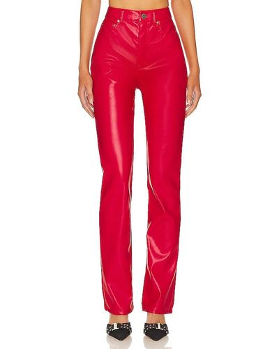 AFRM Faux Leather Heston Straight Leg Trousers - Red