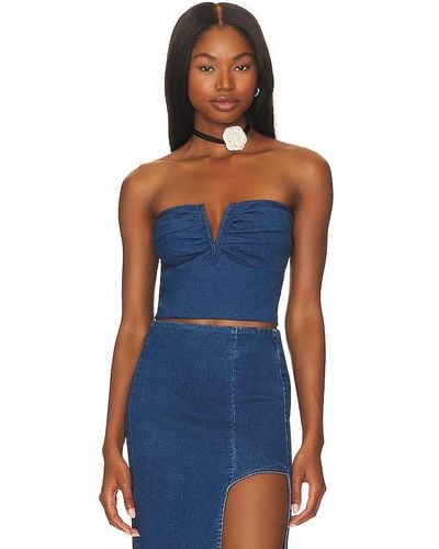 Line & Dot Joey Strapless Top - Blue