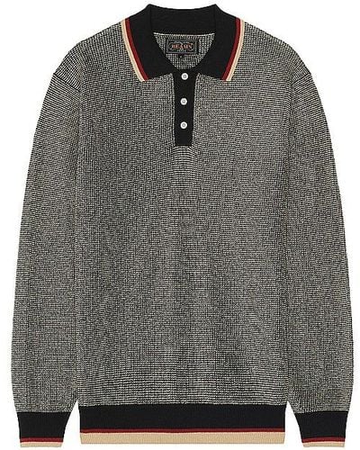 Beams Plus Slab Knit Polo Cotton Linen - Grey