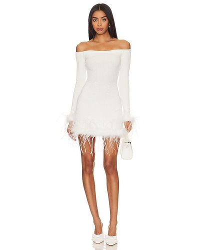 Lovers + Friends Ellerie Feather Knit Mini Dress - White