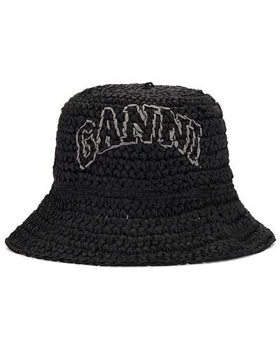 Ganni Summer Straw Hat - Black