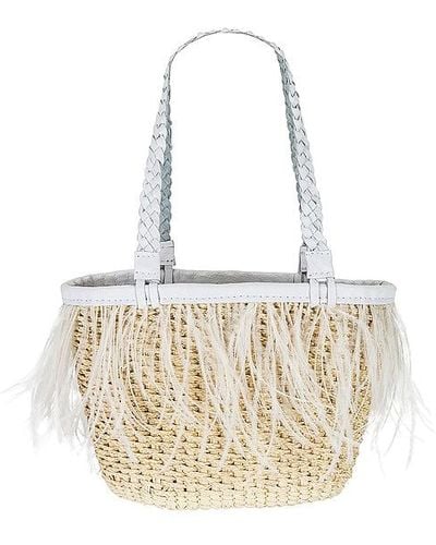 Sensi Studio Feathers Mini Basket Bag - White