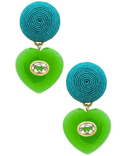 Lizzie Fortunato Peniche Heart Earrings - Green