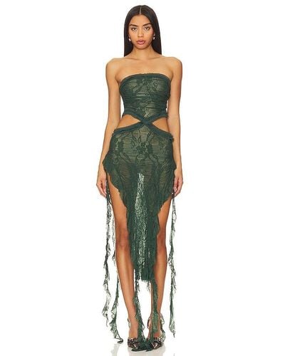 Jaded London Scrunch Lace Ruffle Dress - Metallic