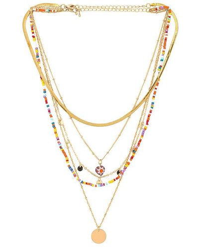 8 Other Reasons Beaded Layered Necklace - Metallic