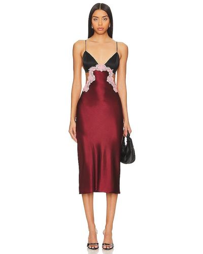 Fleur du Mal SLIP DRESS MIT CUT-OUTS SILK AND LACE - Rot