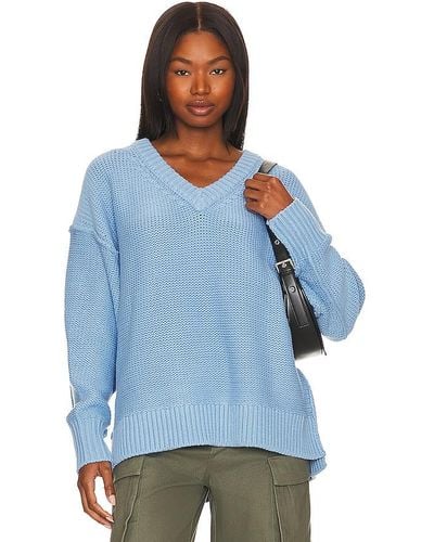 Free People Alli V-neck Jumper - Blue