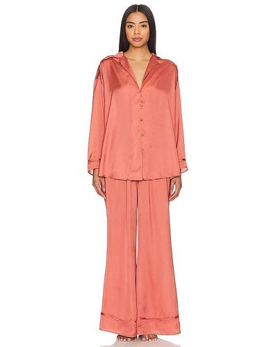 Free People X Intimately Fp Dreamy Days Solid Pj Set - Red