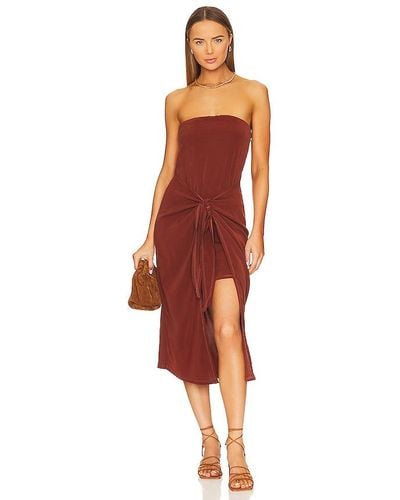 Anemos The Strapless D K Tie Front Midi Dress - Red