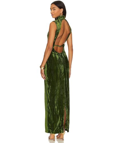 Nbd Crinkled Velvet Backless ドレス - グリーン